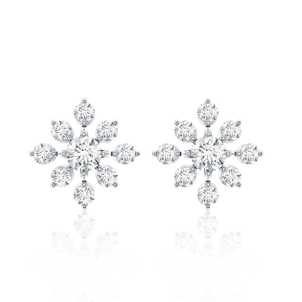 Certified Moissanite Floral Stud Earrings for Women