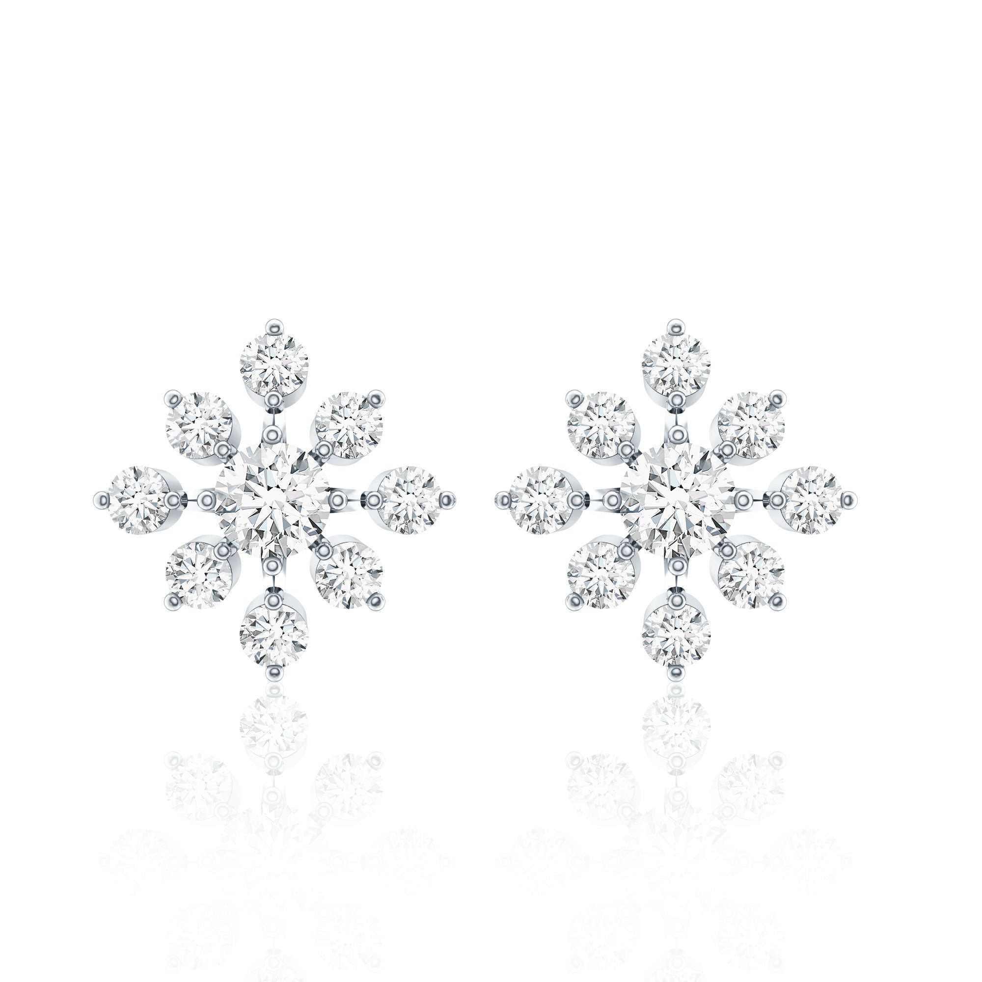 Certified Moissanite Floral Stud Earrings for Women