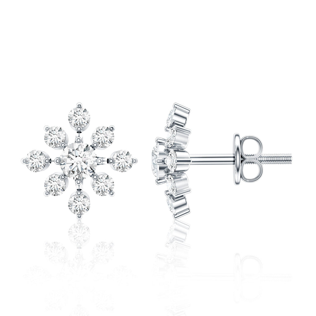 Certified Moissanite Floral Stud Earrings for Women