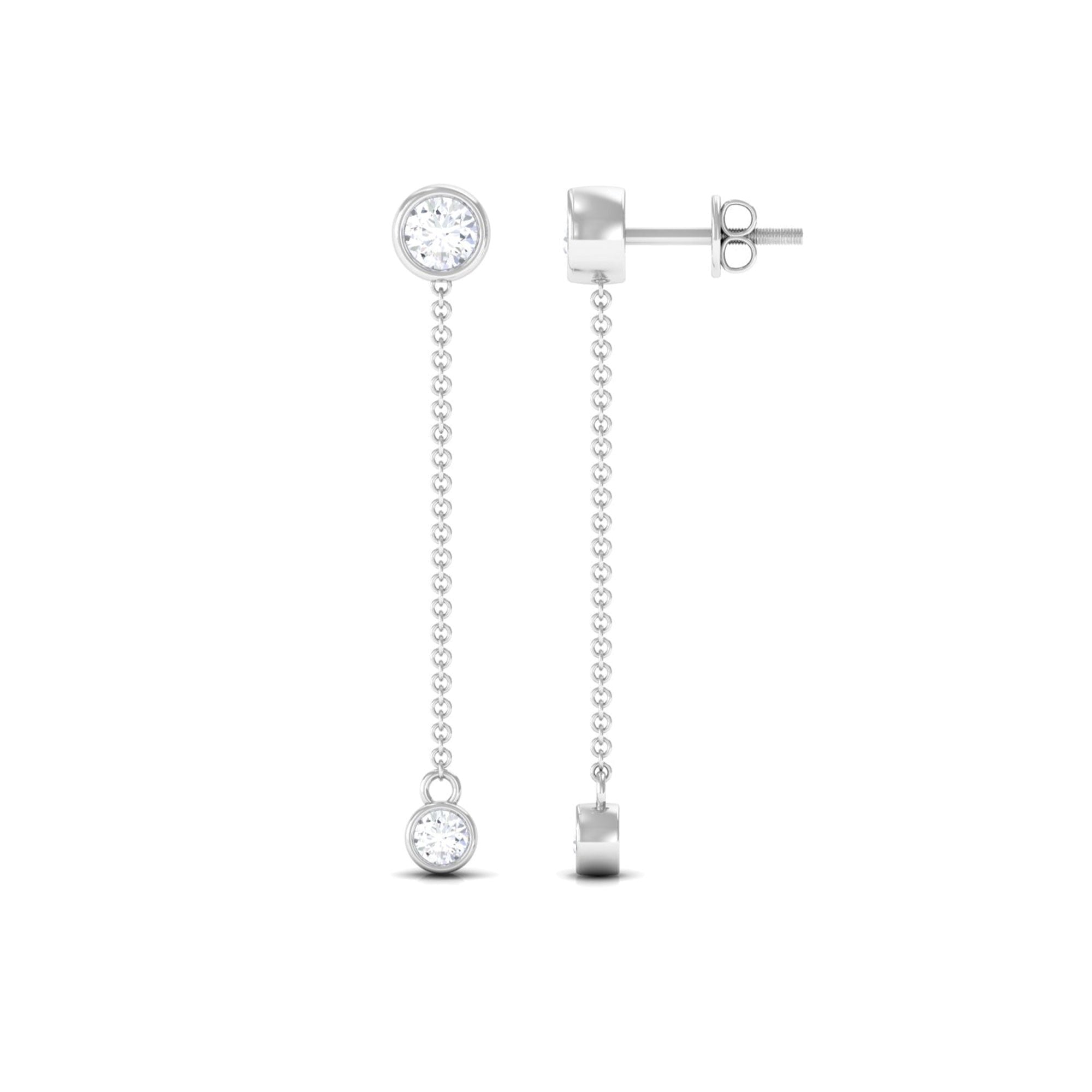Certified Moissanite Long Chain Dangle Earrings