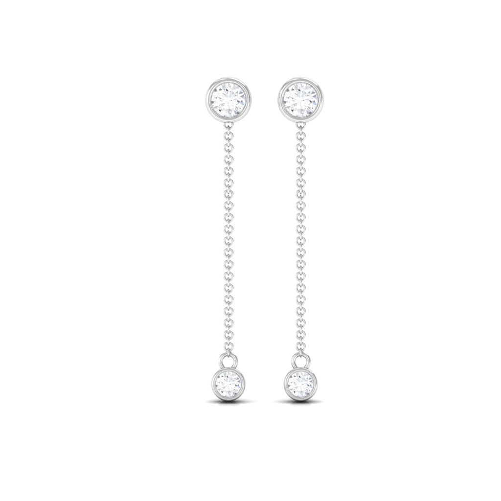 Certified Moissanite Long Chain Dangle Earrings