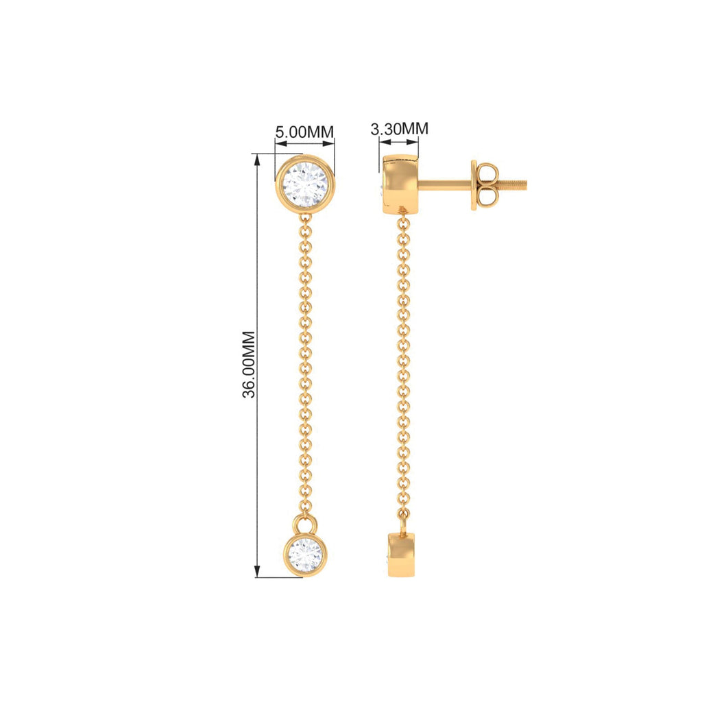 Certified Moissanite Long Chain Dangle Earrings
