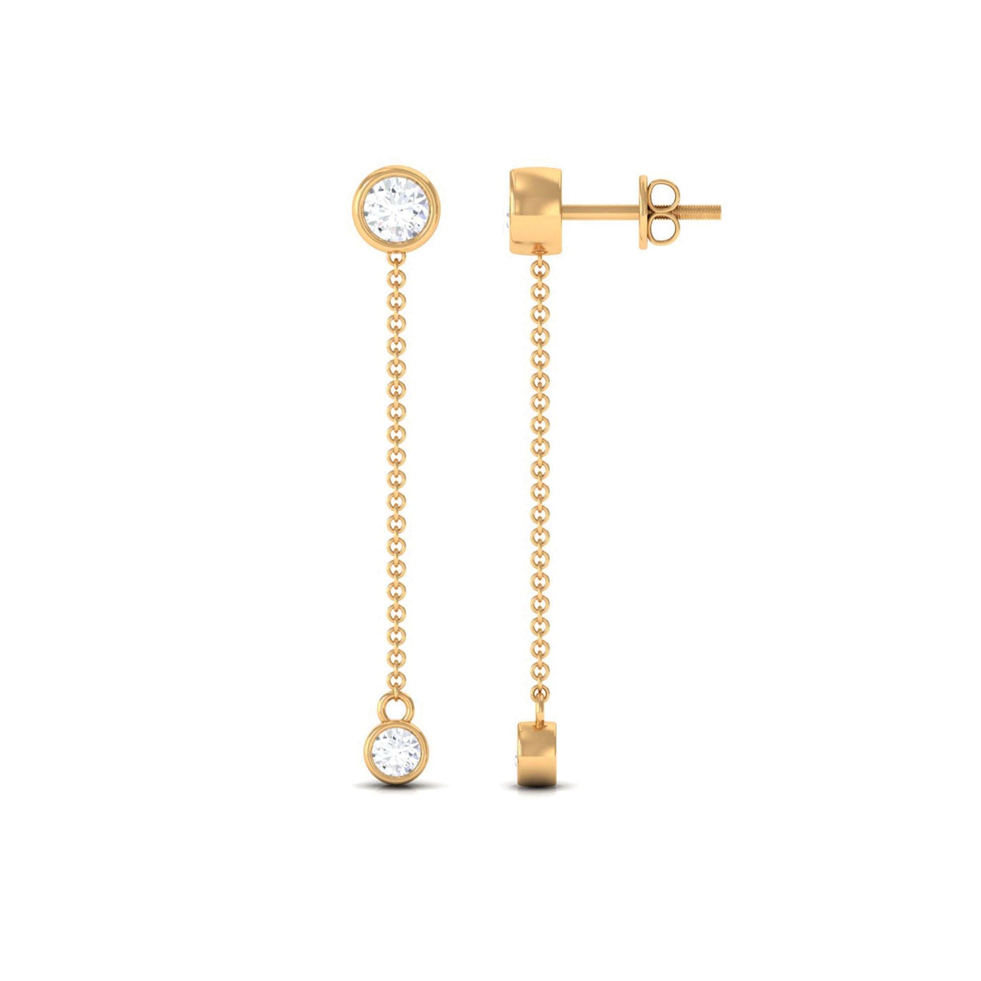 Certified Moissanite Long Chain Dangle Earrings