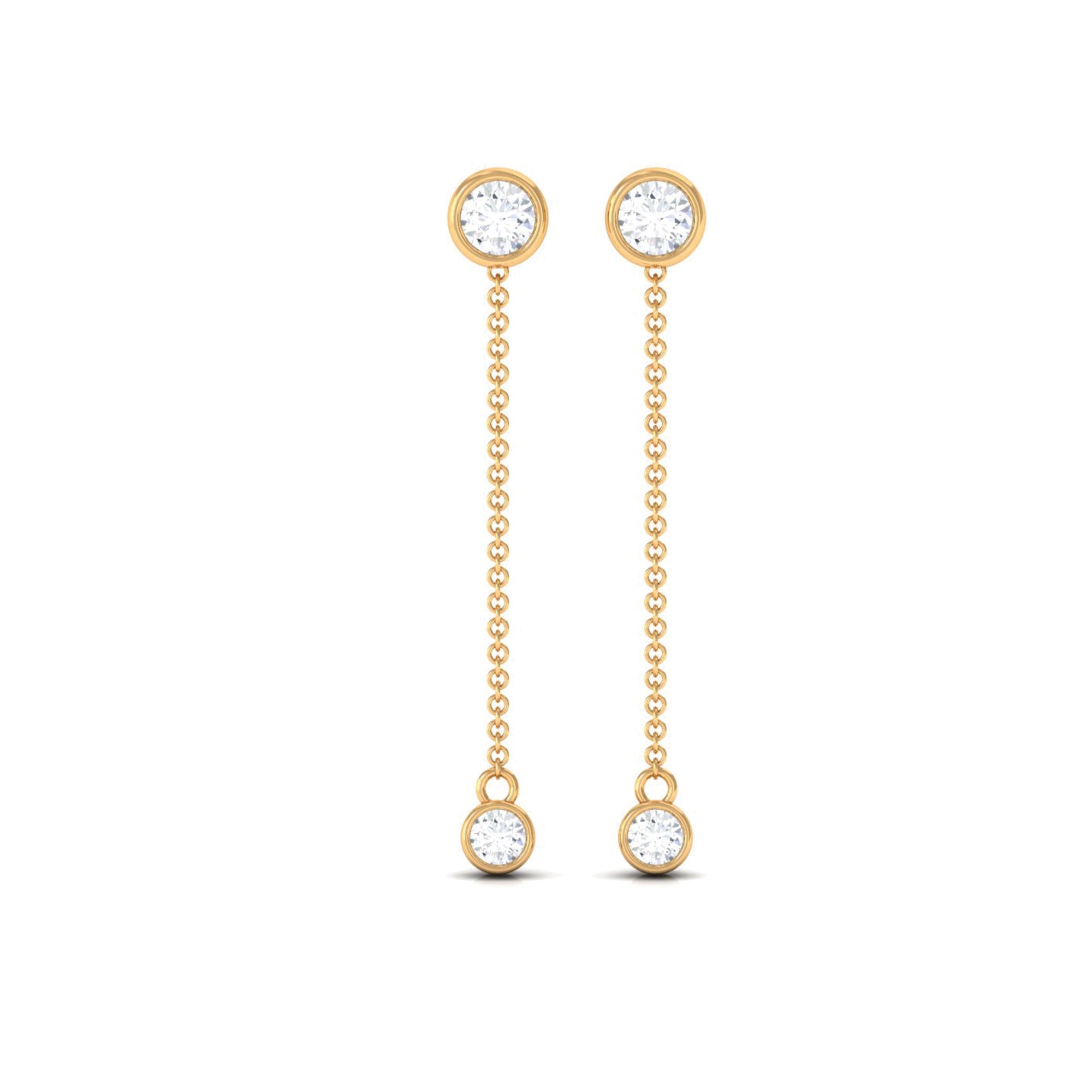 Certified Moissanite Long Chain Dangle Earrings