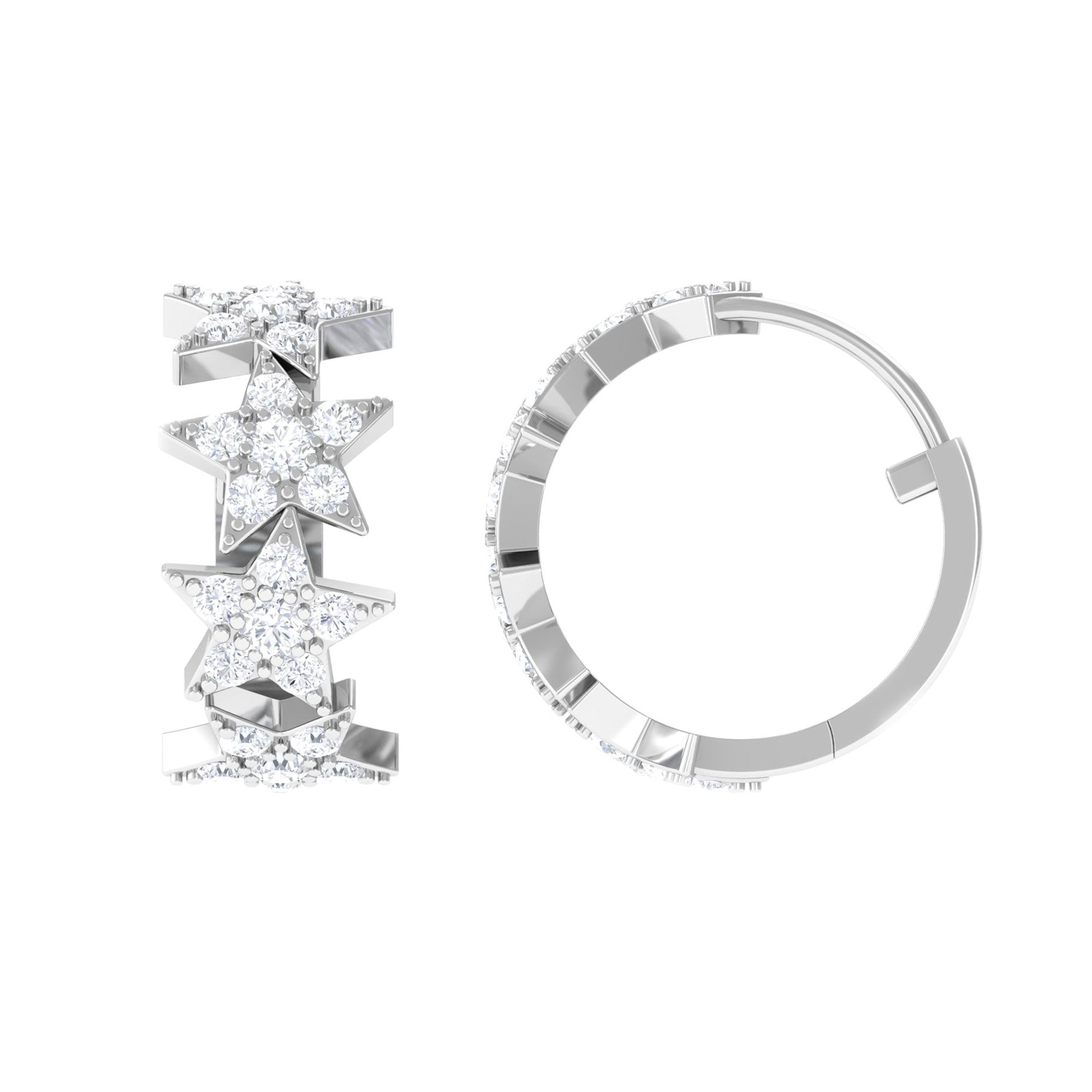 Certified Moissanite Star Hoop Earrings