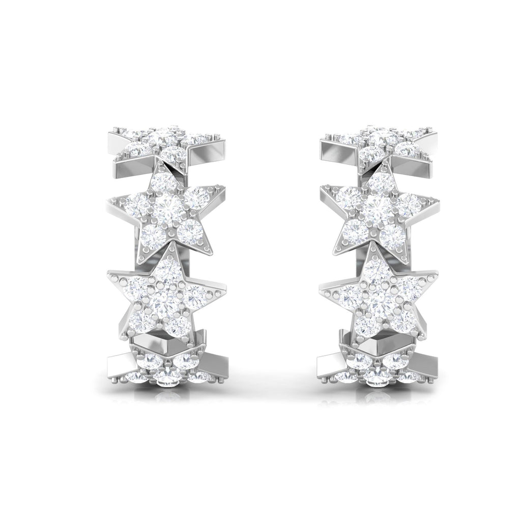 Certified Moissanite Star Hoop Earrings