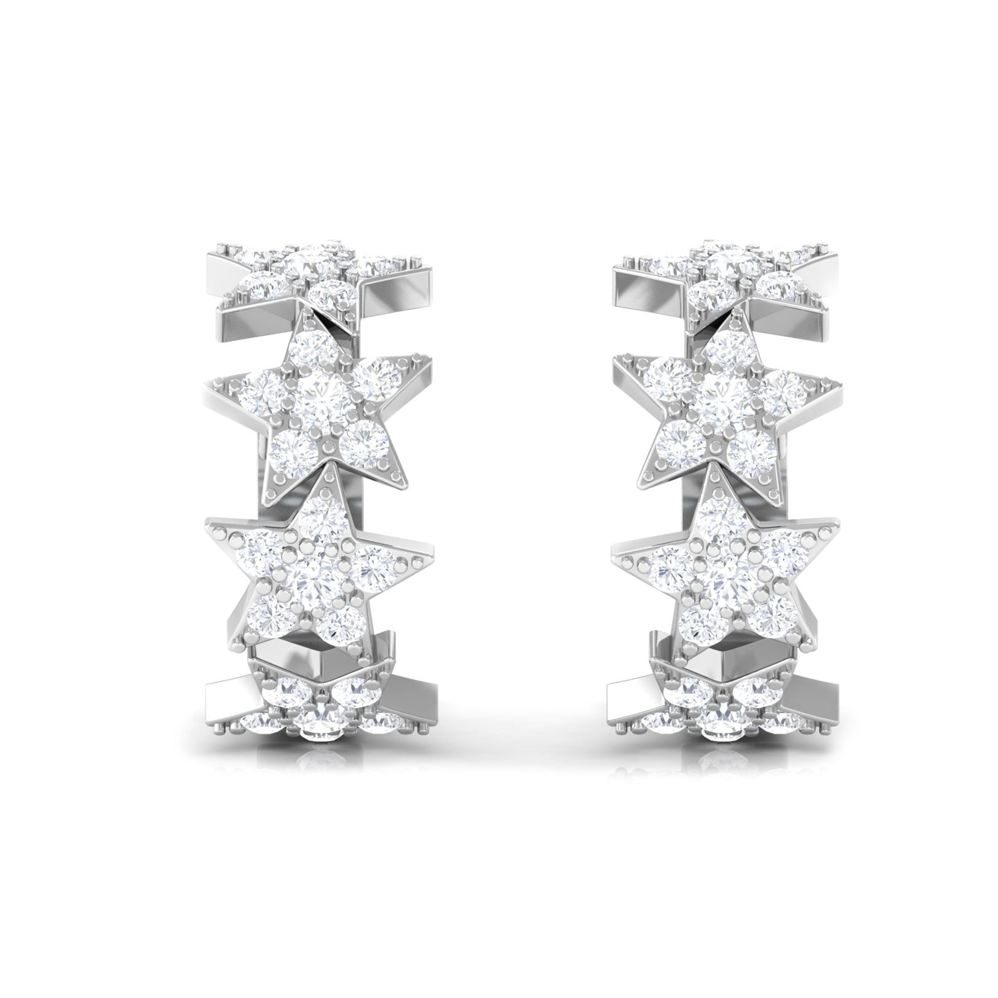 Certified Moissanite Star Hoop Earrings