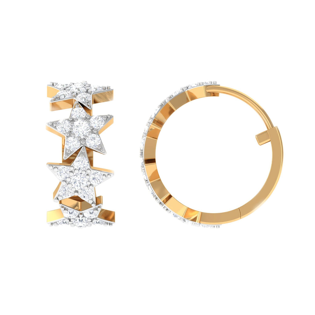 Certified Moissanite Star Hoop Earrings
