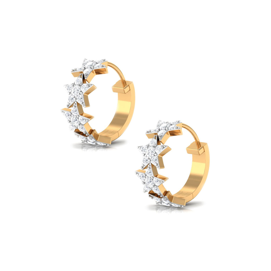 Certified Moissanite Star Hoop Earrings