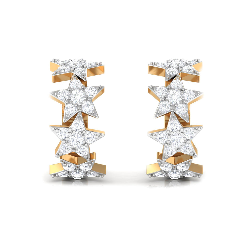 Certified Moissanite Star Hoop Earrings