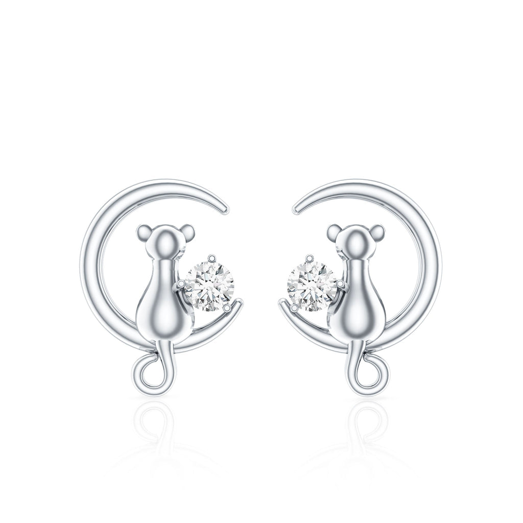 Certified Cat Moon Earrings with Moissanite