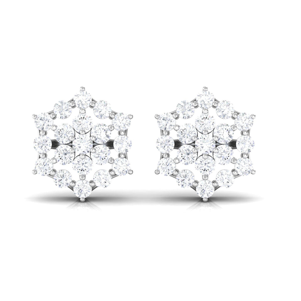 Certified Moissanite Flower Cluster Earrings with Screw Back