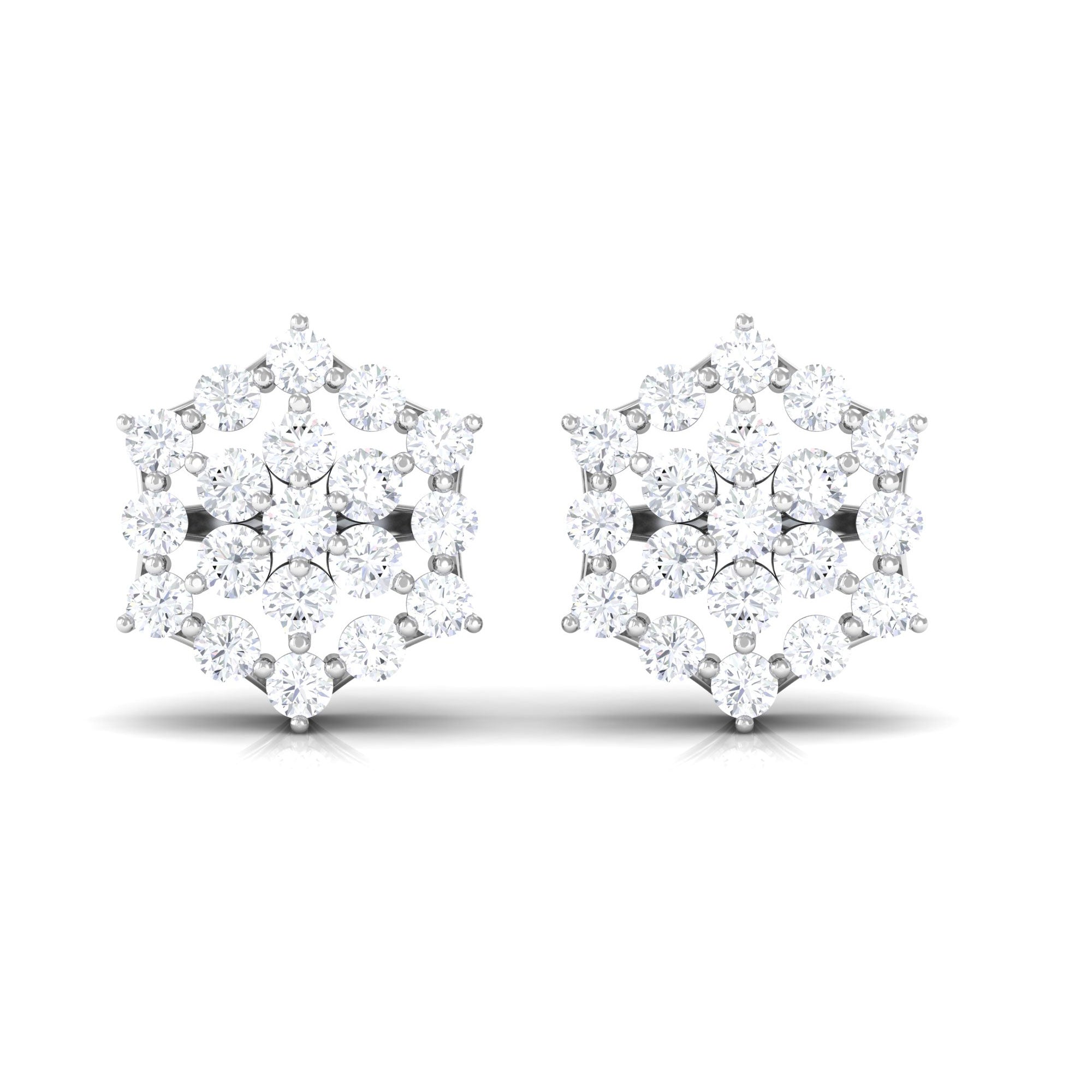 Certified Moissanite Flower Cluster Earrings with Screw Back