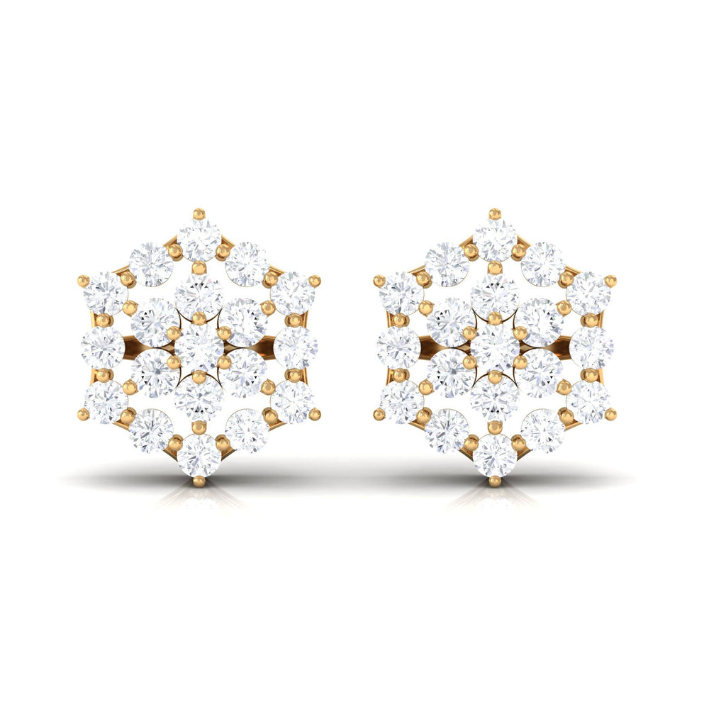 Certified Moissanite Flower Cluster Earrings with Screw Back