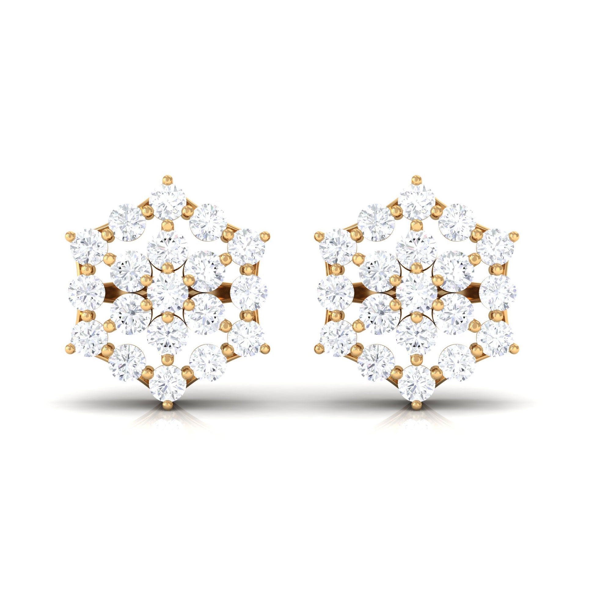 Certified Moissanite Flower Cluster Earrings with Screw Back