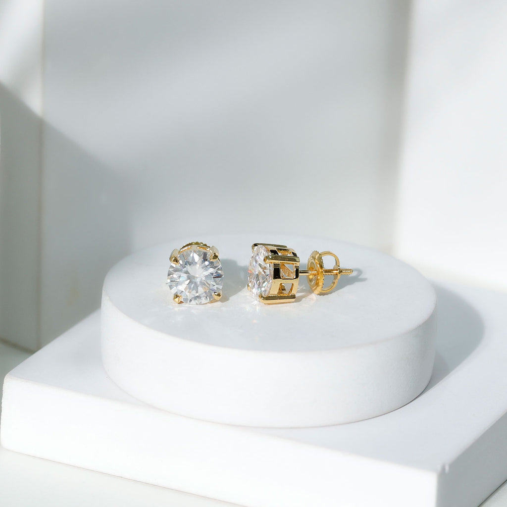 4.2 Carat Round Cut Moissanite Solitaire Stud Earrings