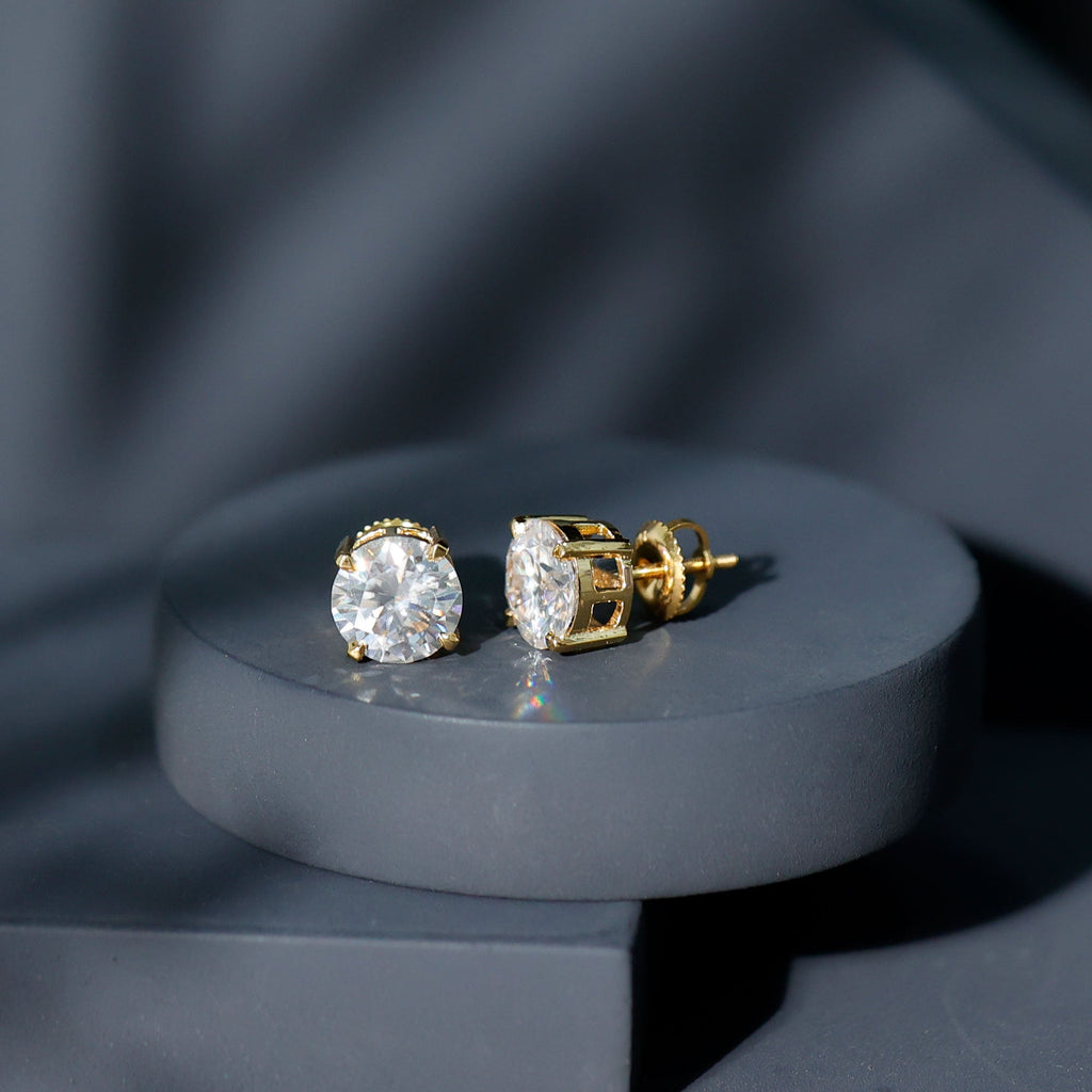 4.2 Carat Round Cut Moissanite Solitaire Stud Earrings