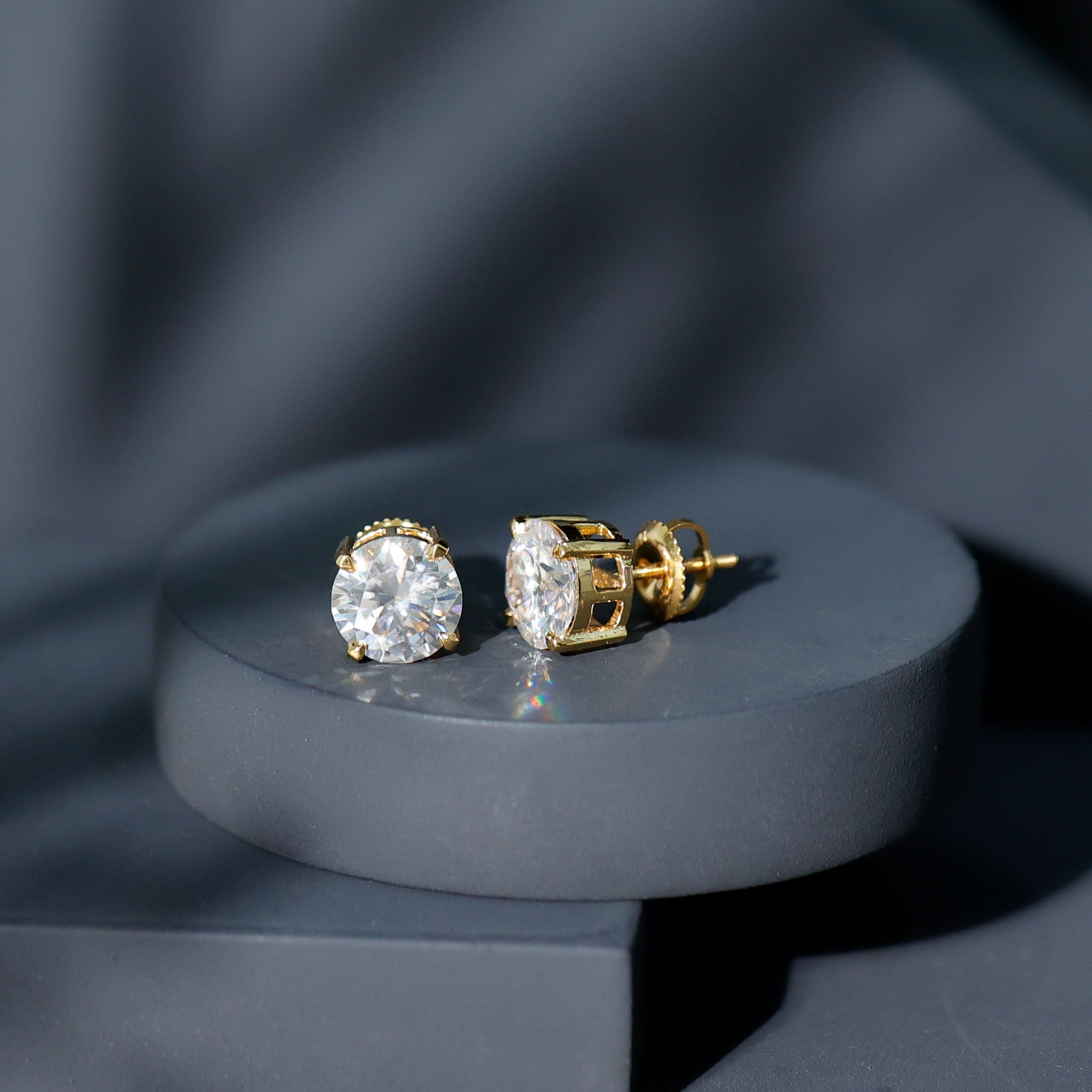 4.2 Carat Round Cut Moissanite Solitaire Stud Earrings