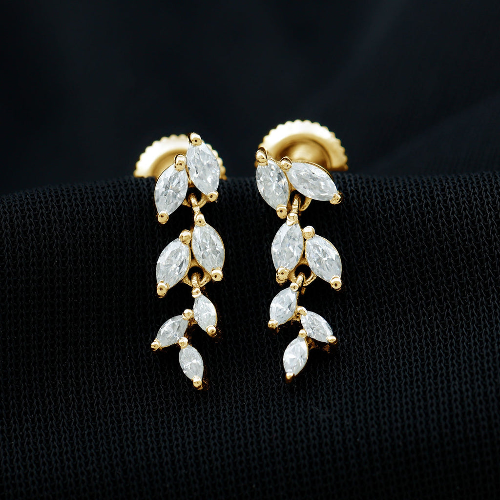 Marquise Cut Moissanite Bridal Dangle Earrings