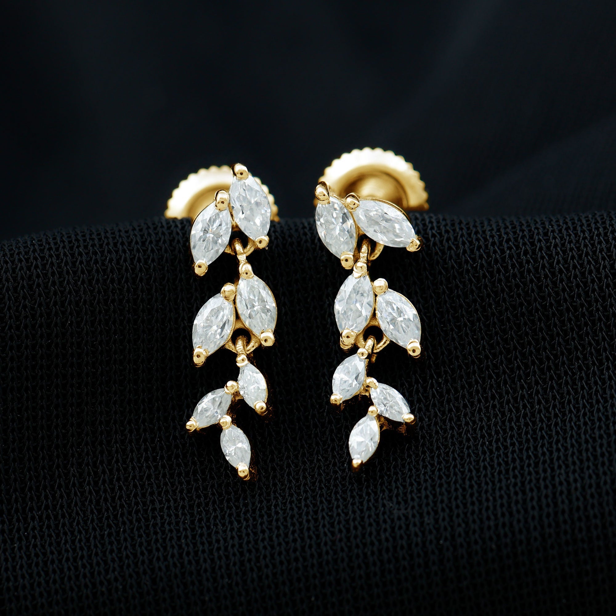 Marquise Cut Moissanite Bridal Dangle Earrings