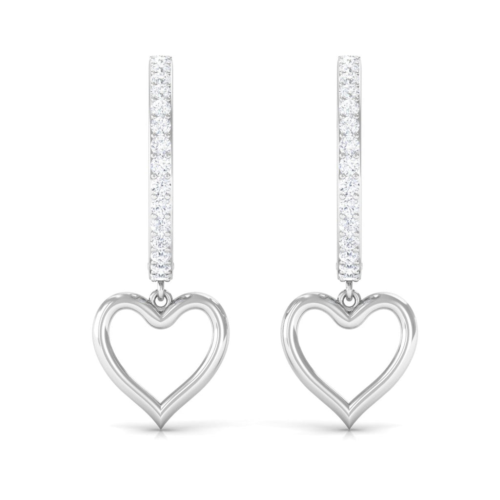 Certified Moissanite Heart Drop Hoop Earrings for Women