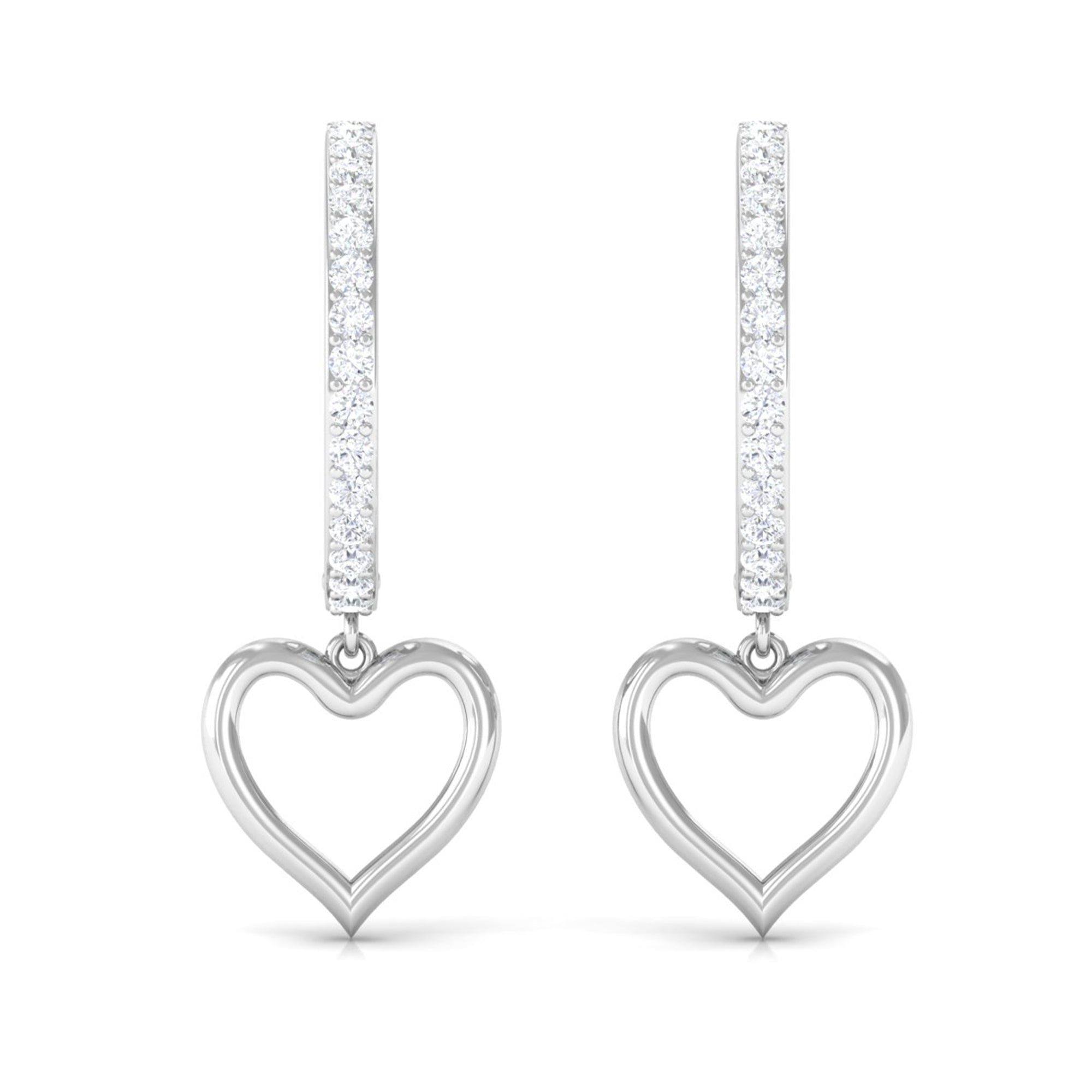 Certified Moissanite Heart Drop Hoop Earrings for Women