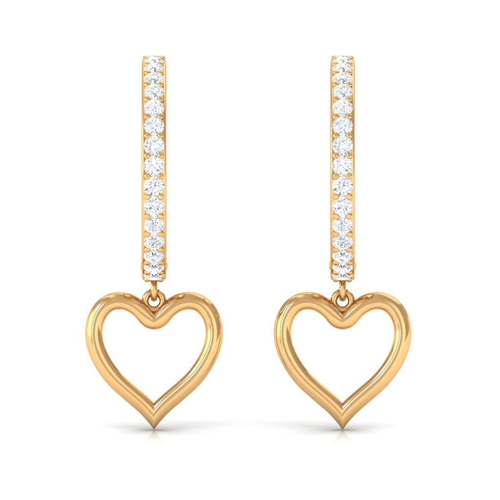 Certified Moissanite Heart Drop Hoop Earrings for Women