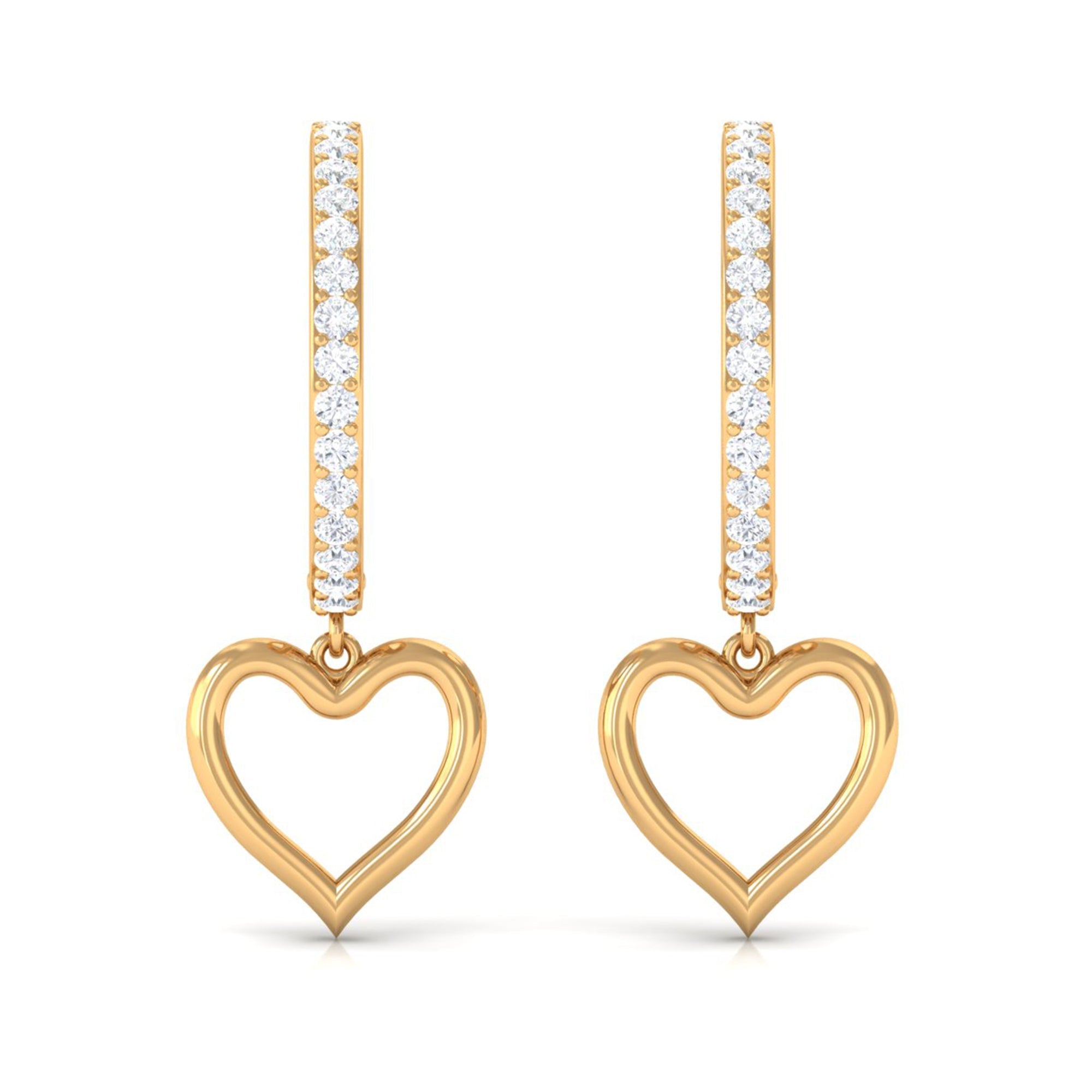 Certified Moissanite Heart Drop Hoop Earrings for Women