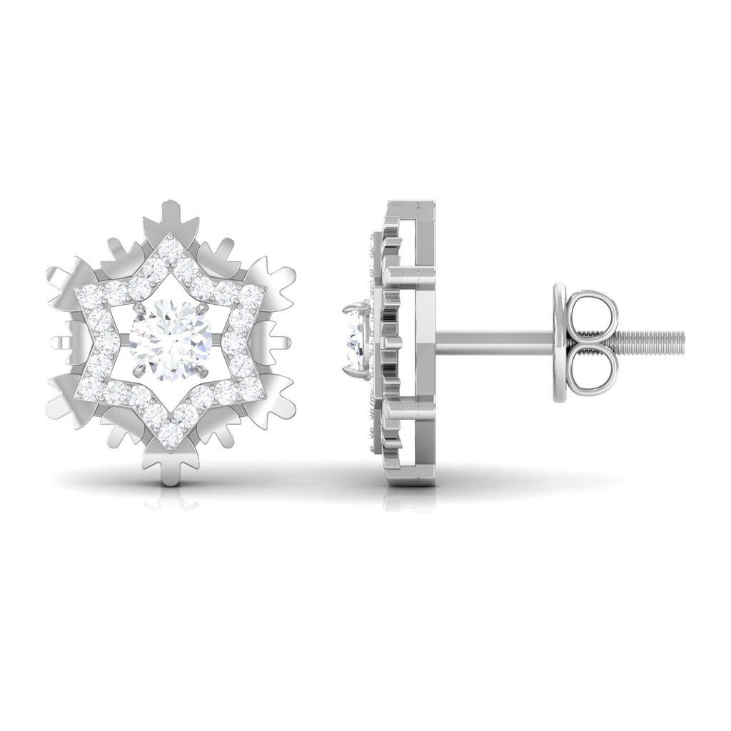 Certified Moissanite Snowflake Earrings for Women