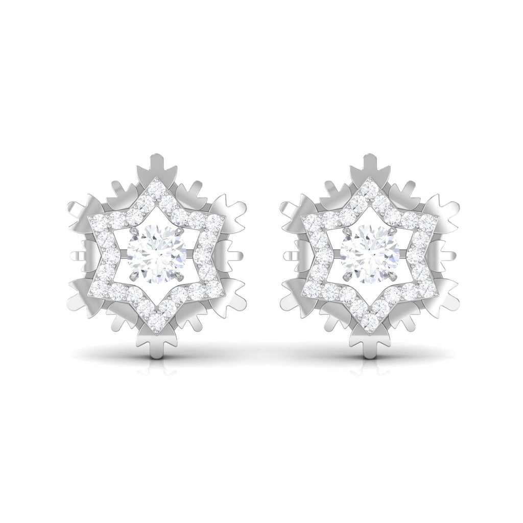 Certified Moissanite Snowflake Earrings for Women