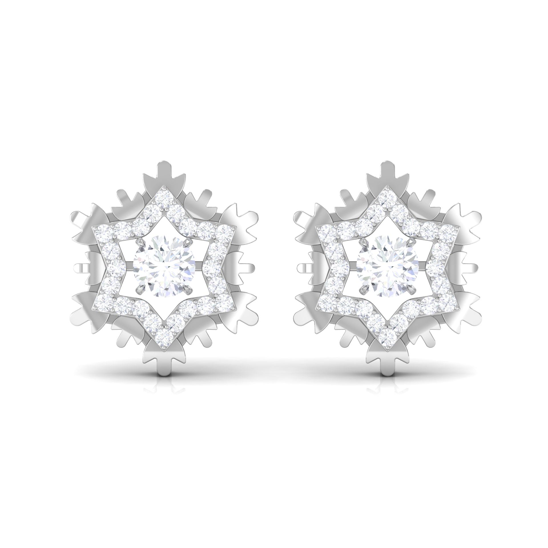 Certified Moissanite Snowflake Earrings for Women