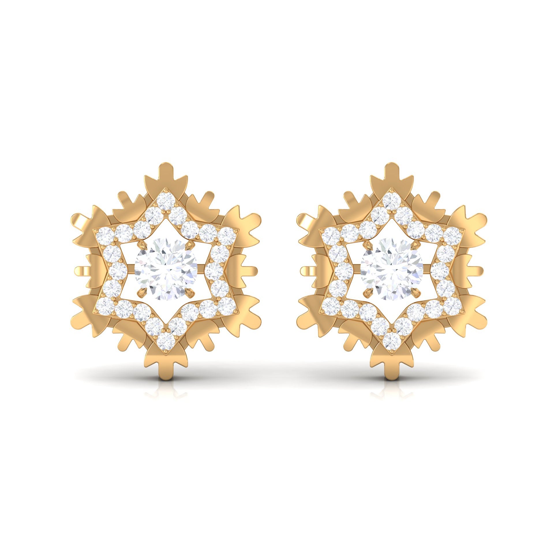 Certified Moissanite Snowflake Earrings for Women