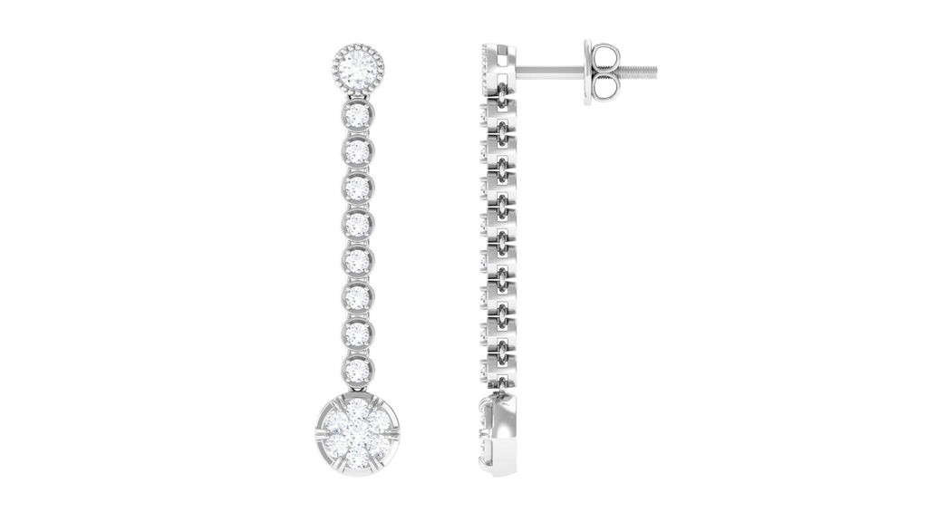 Round Moissanite Dangle Chain Earrings
