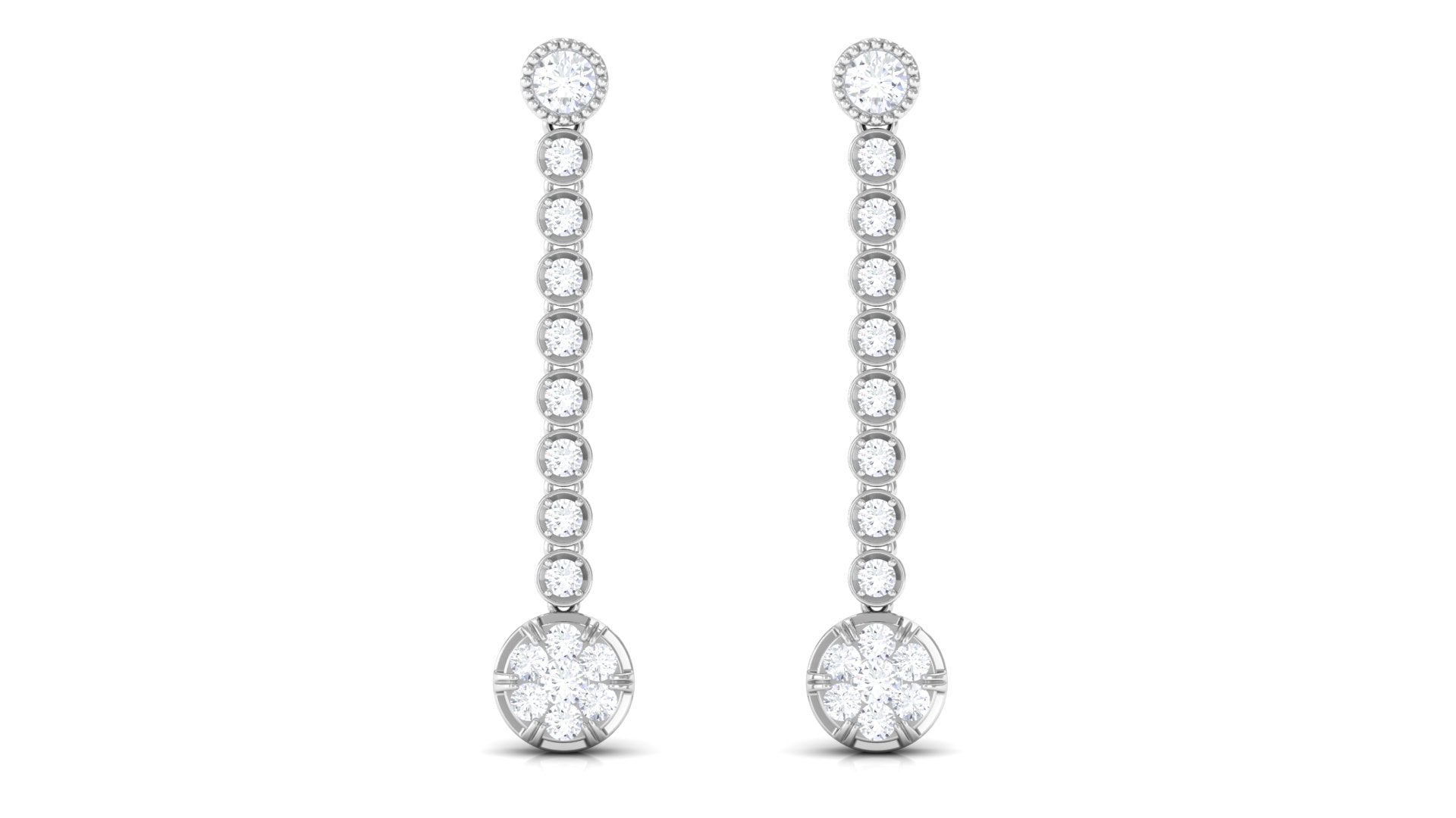 Round Moissanite Dangle Chain Earrings