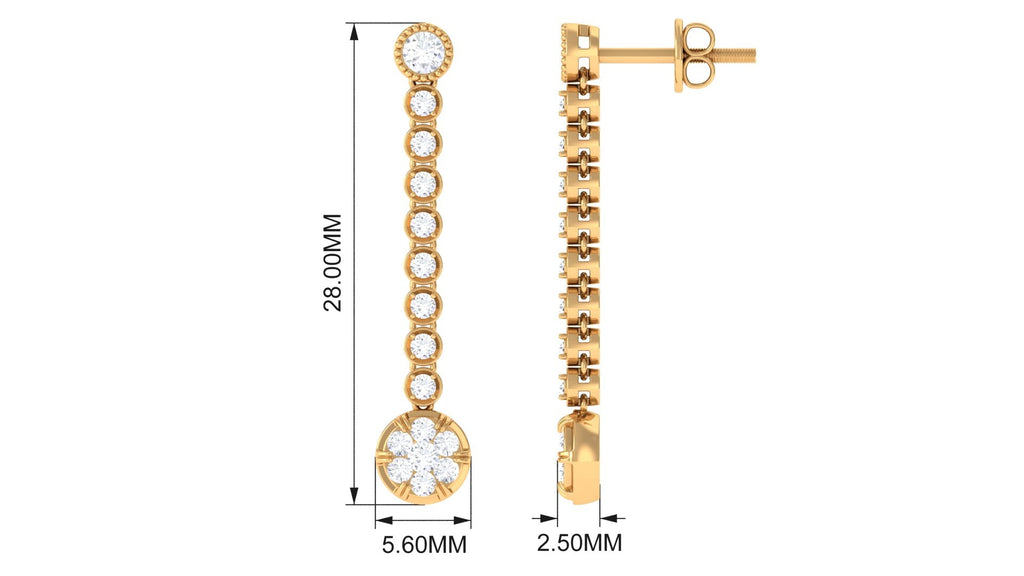 Round Moissanite Dangle Chain Earrings