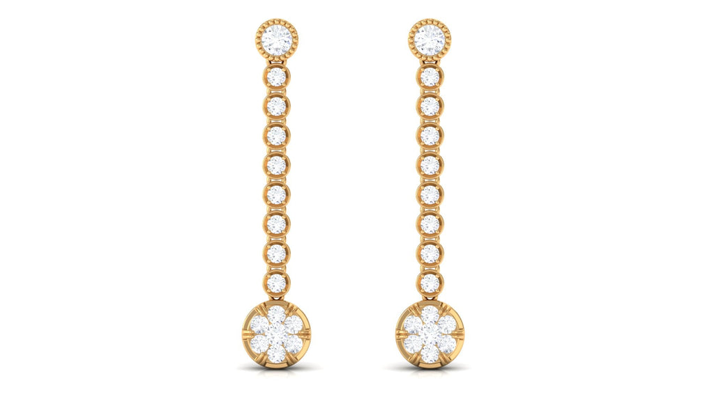 Round Moissanite Dangle Chain Earrings