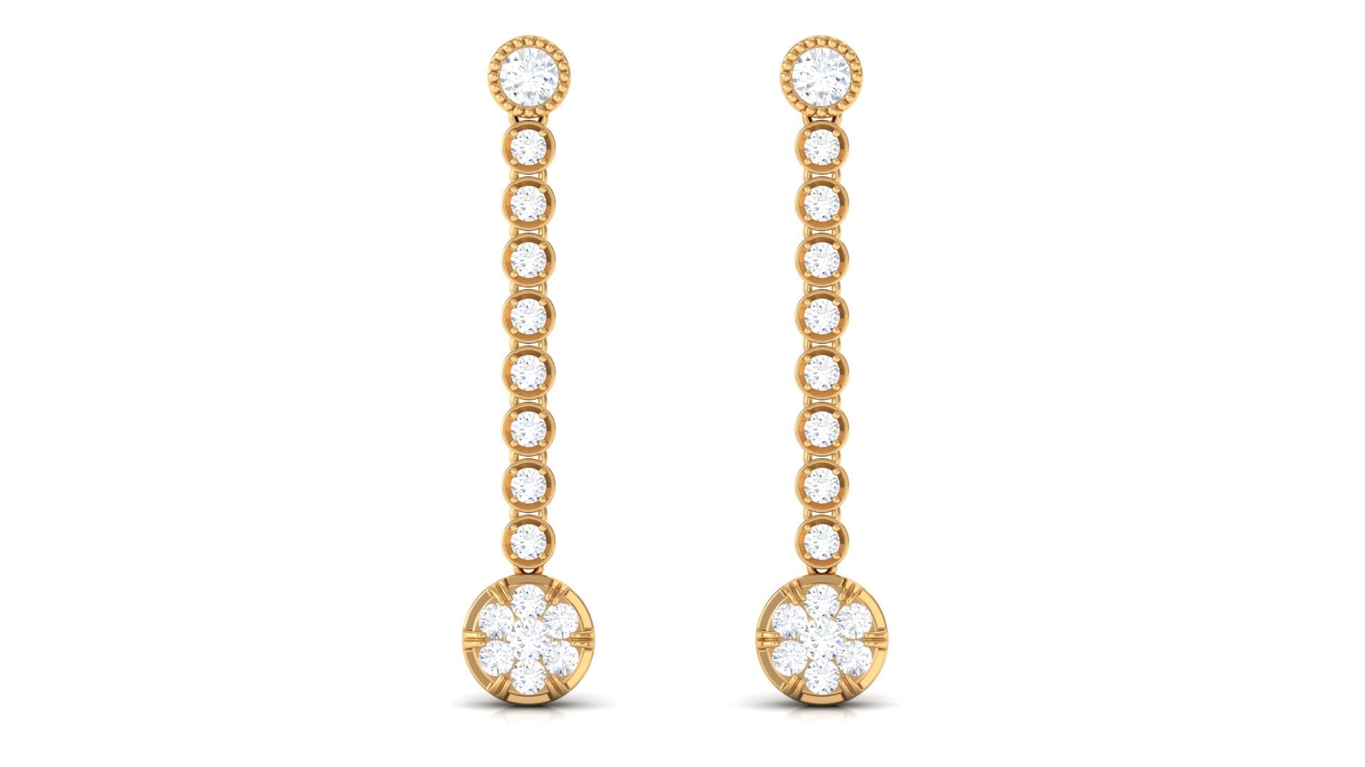 Round Moissanite Dangle Chain Earrings