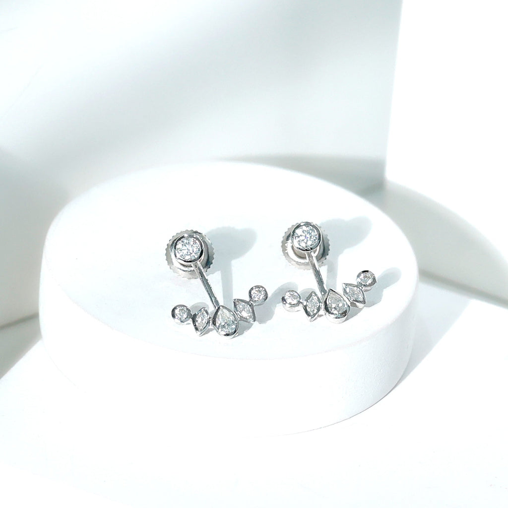 Bezel Set Certified Moissanite Ear Jacket Earrings for Women