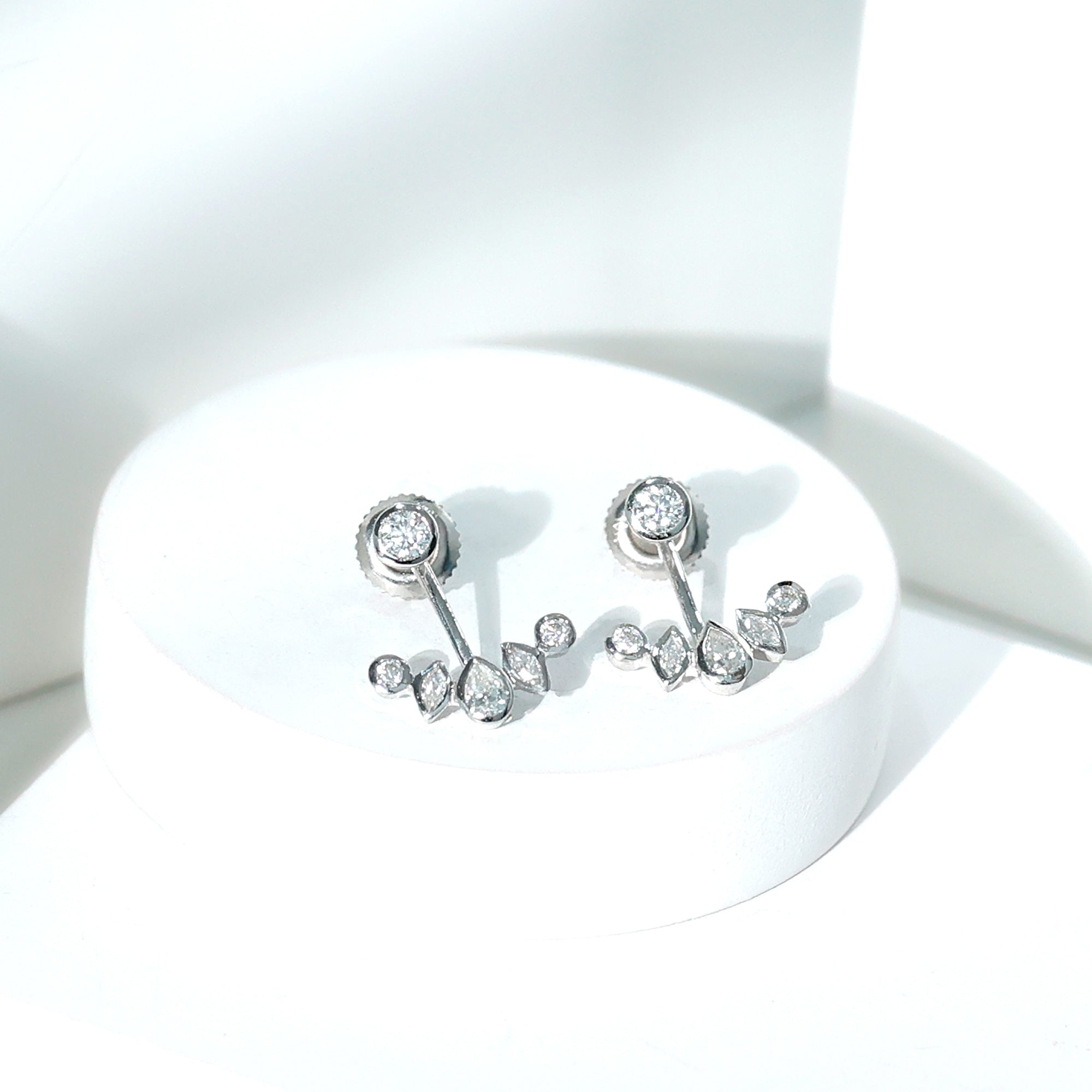 Bezel Set Certified Moissanite Ear Jacket Earrings for Women