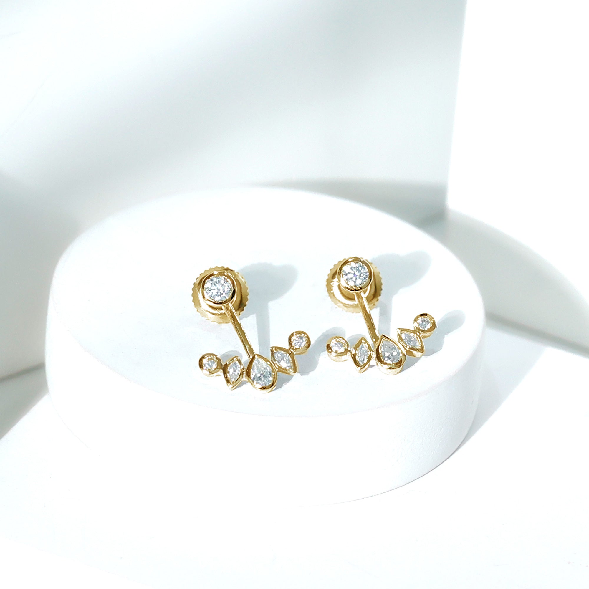 Bezel Set Certified Moissanite Ear Jacket Earrings for Women