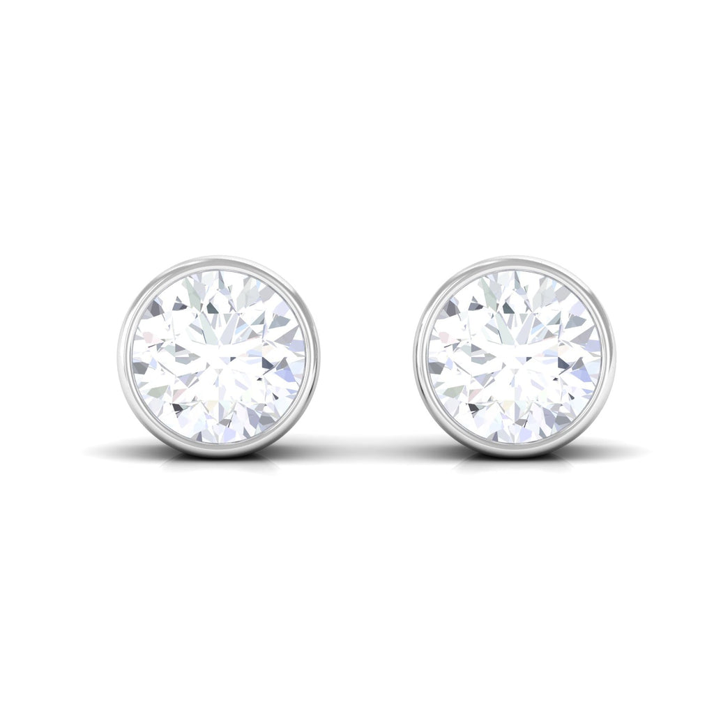 Bezel Set Round Shape Solitaire Moissanite Stud Earrings
