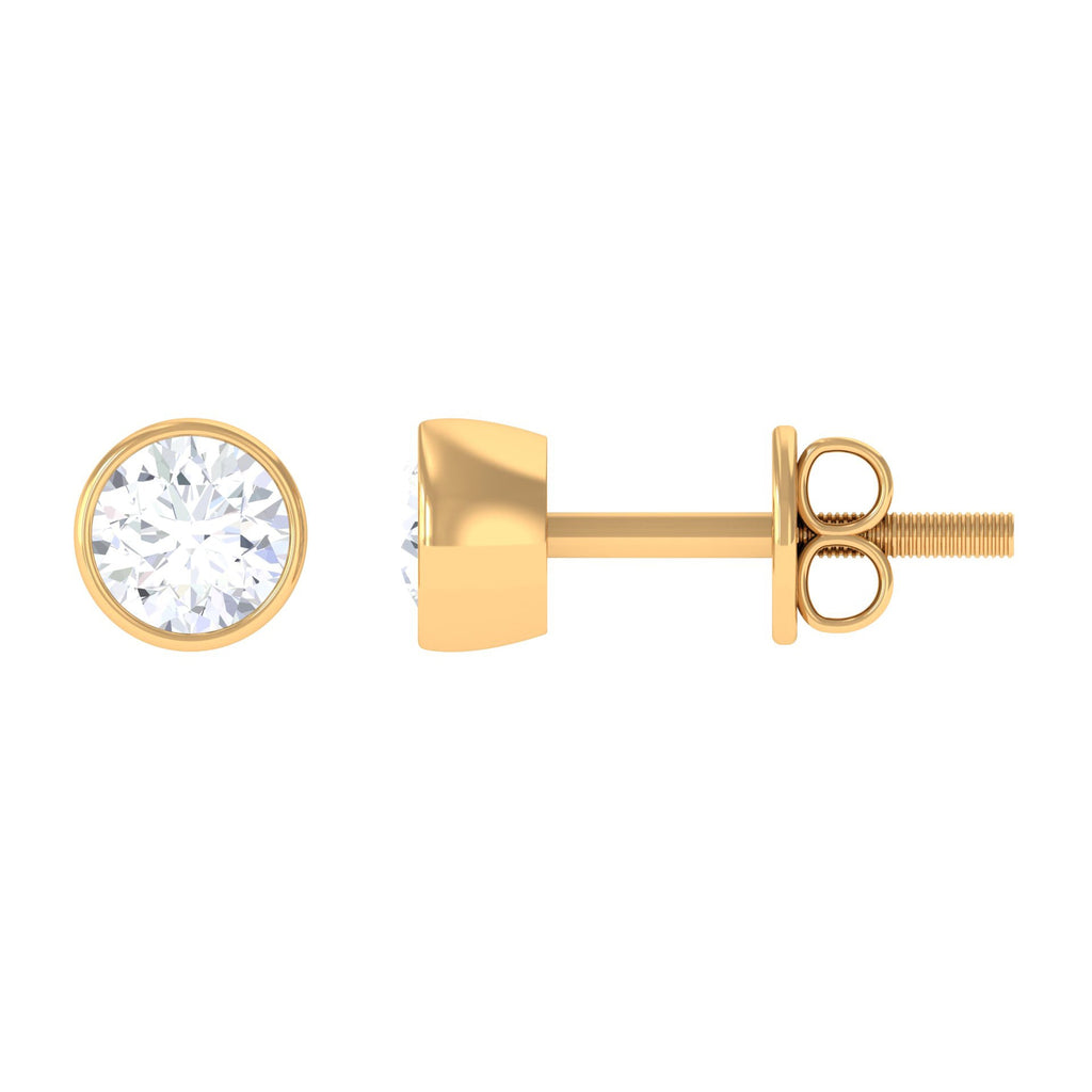 Bezel Set Round Shape Solitaire Moissanite Stud Earrings