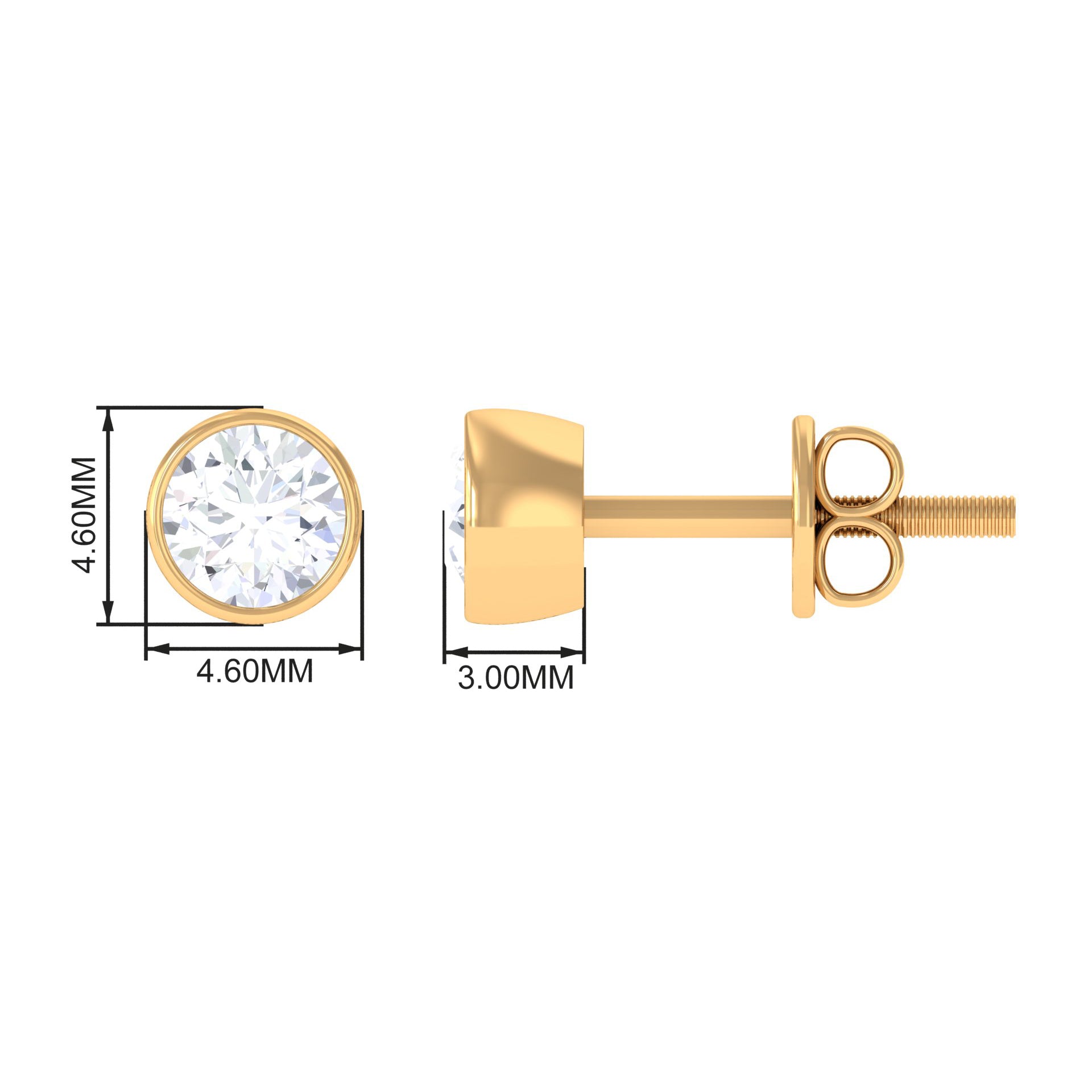 Bezel Set Round Shape Solitaire Moissanite Stud Earrings