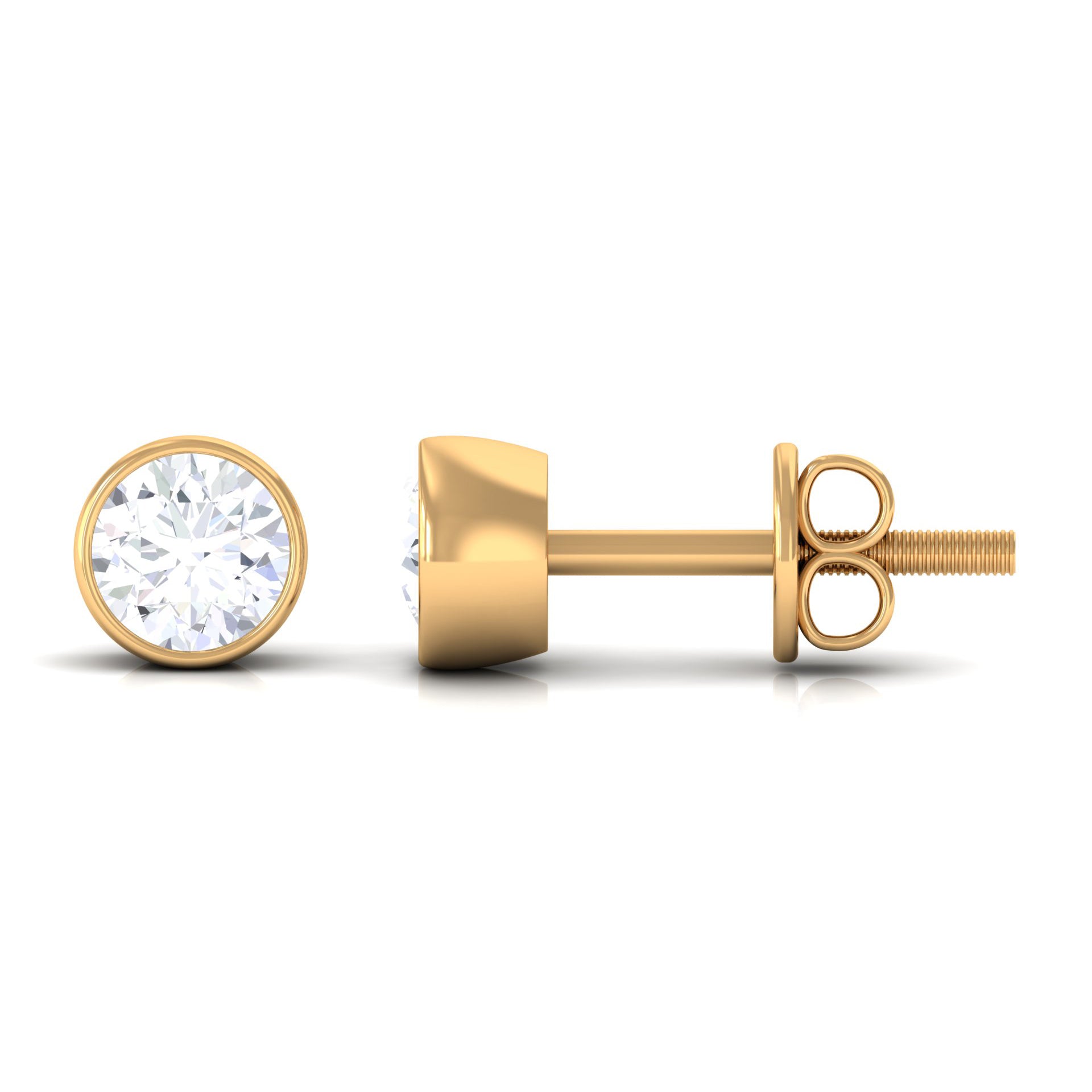 Bezel Set Round Shape Solitaire Moissanite Stud Earrings