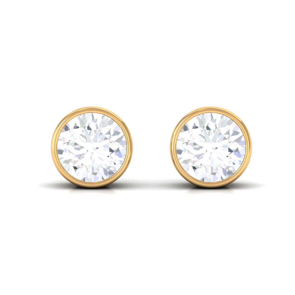 Bezel Set Round Shape Solitaire Moissanite Stud Earrings