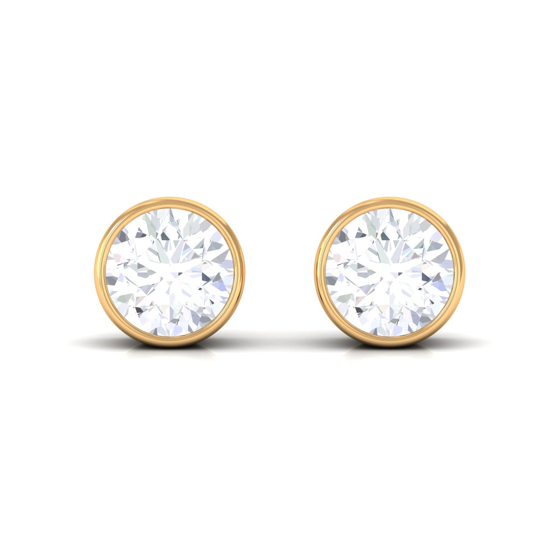 Bezel Set Round Shape Solitaire Moissanite Stud Earrings