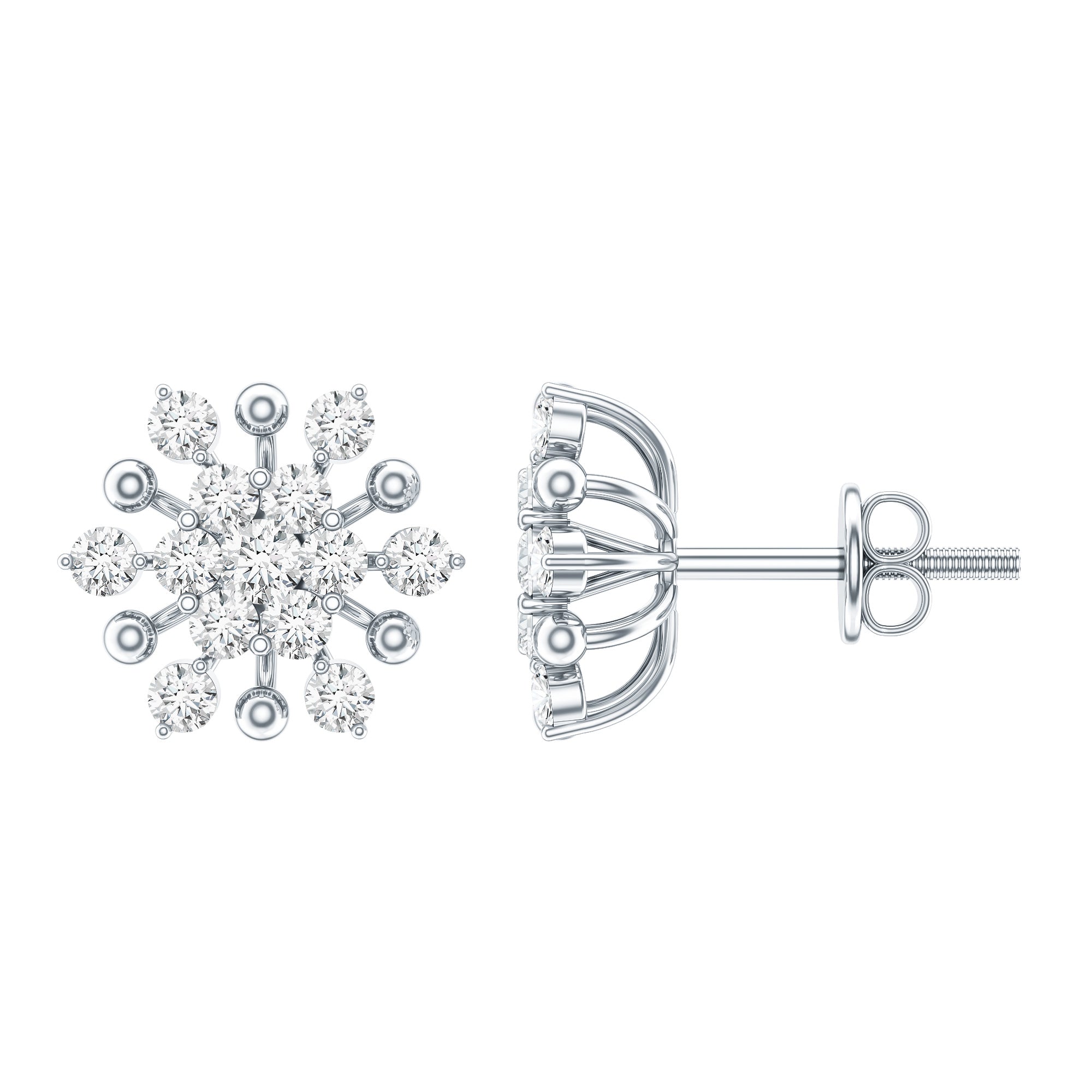 Moissanite Floral Cluster Stud Earrings