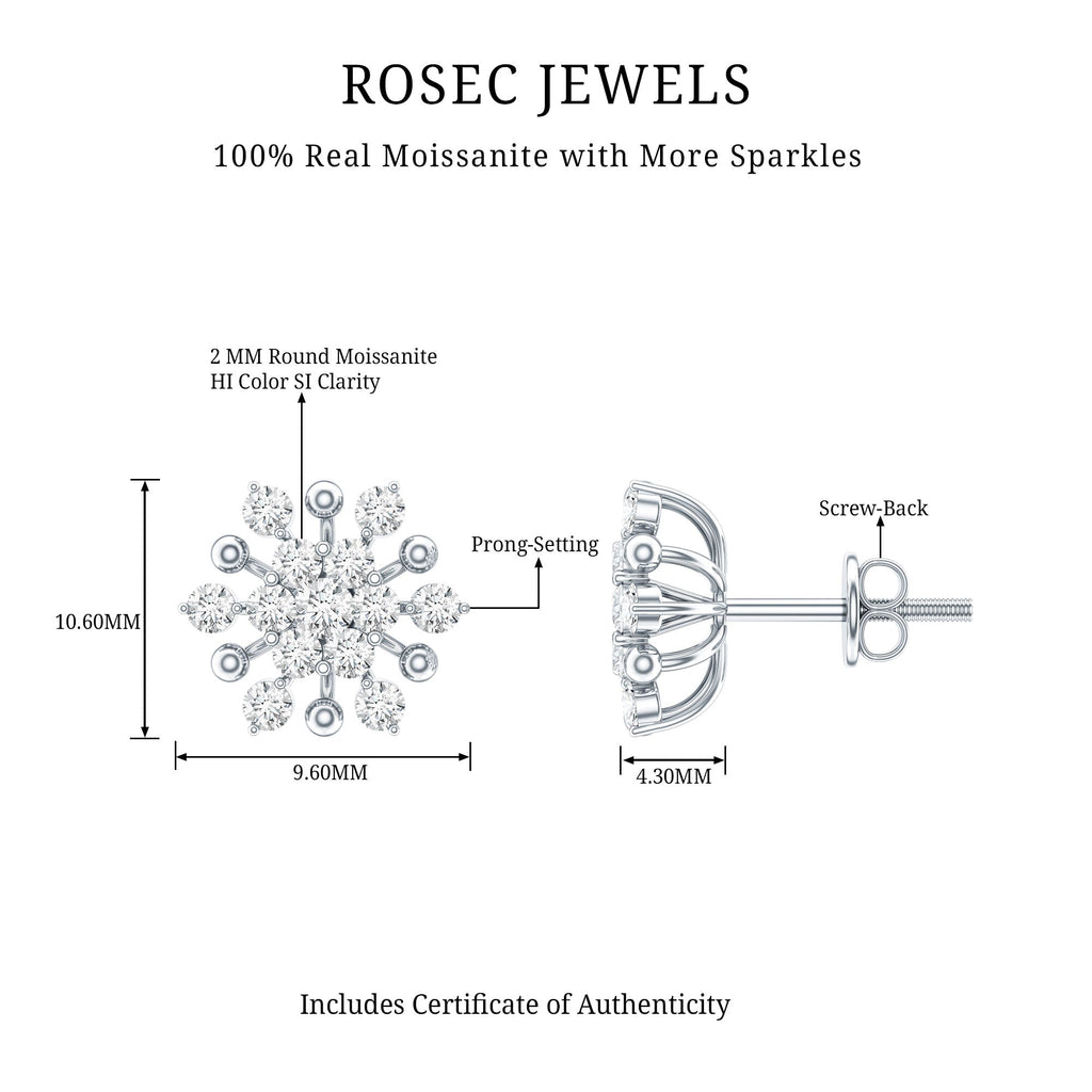 Moissanite Floral Cluster Stud Earrings