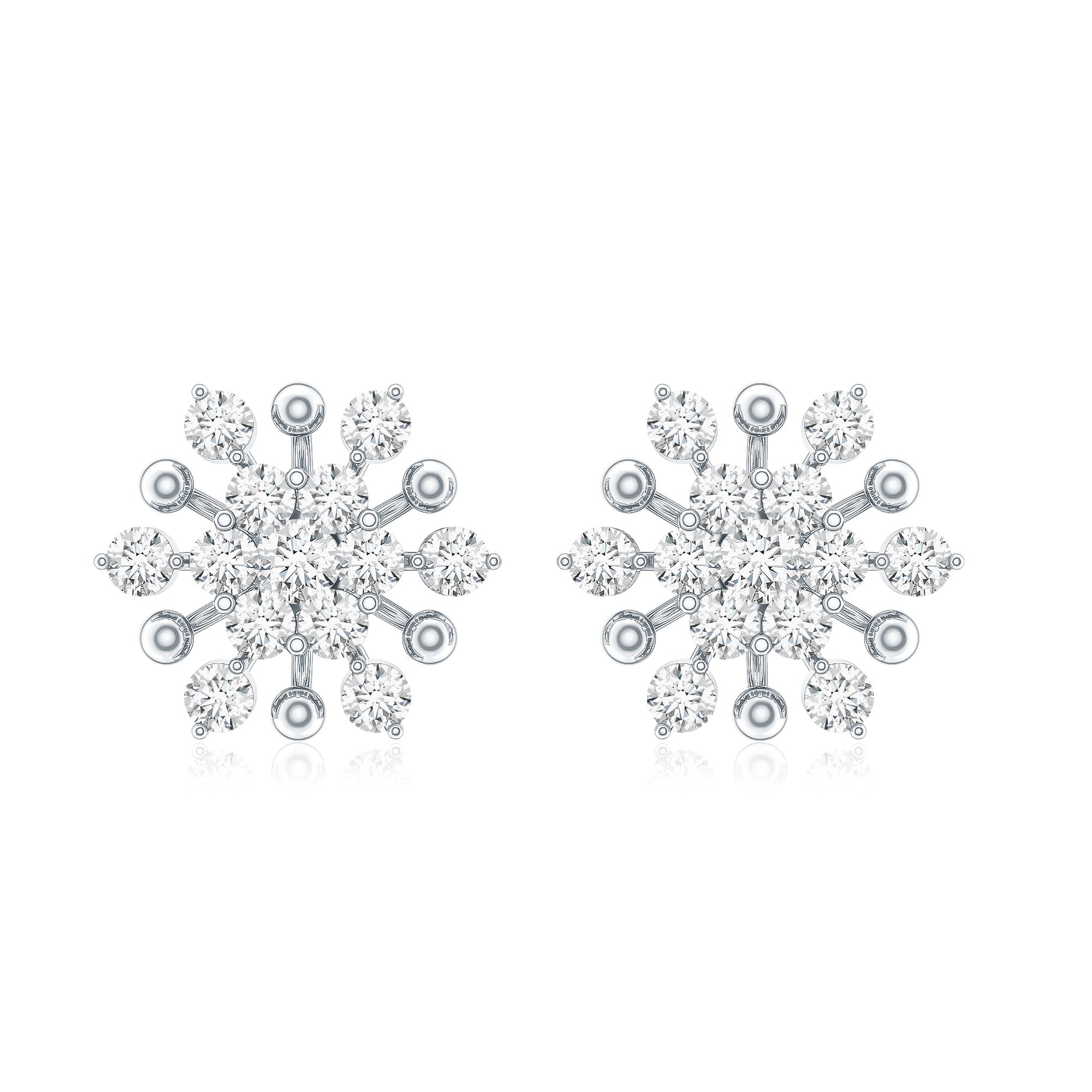 Moissanite Floral Cluster Stud Earrings