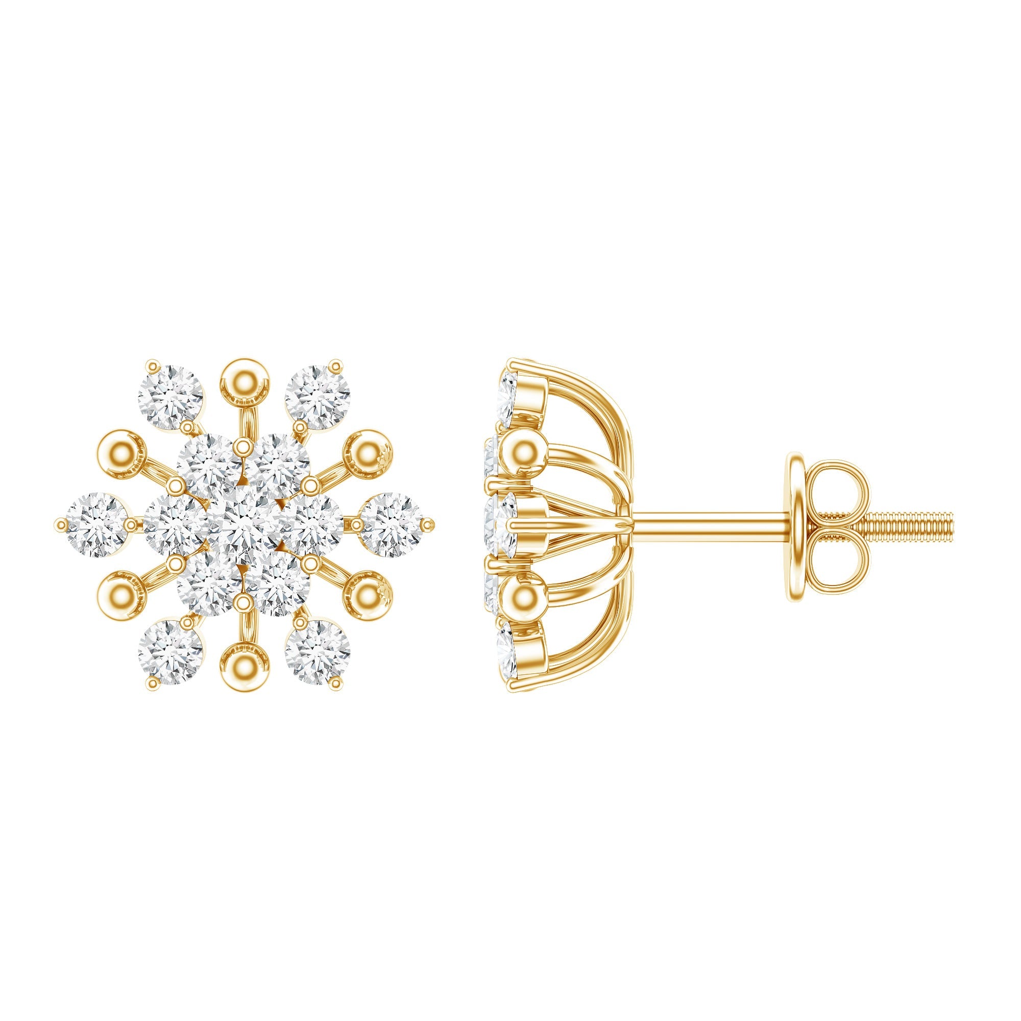 Moissanite Floral Cluster Stud Earrings